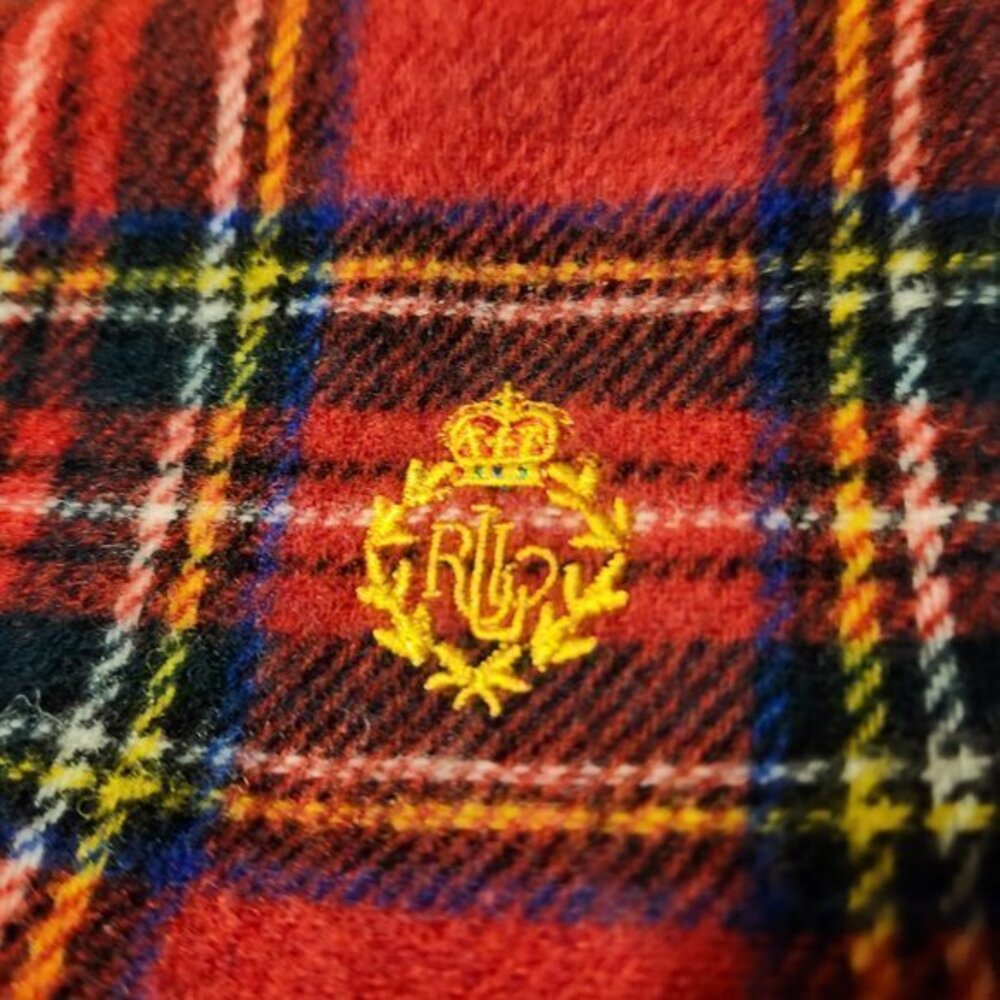 Ralph Lauren 100% Wool Scarf Red Plaid - Picture 8 of 8